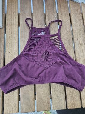 Free People Crochet Ladder-Trim Bralette - Plum